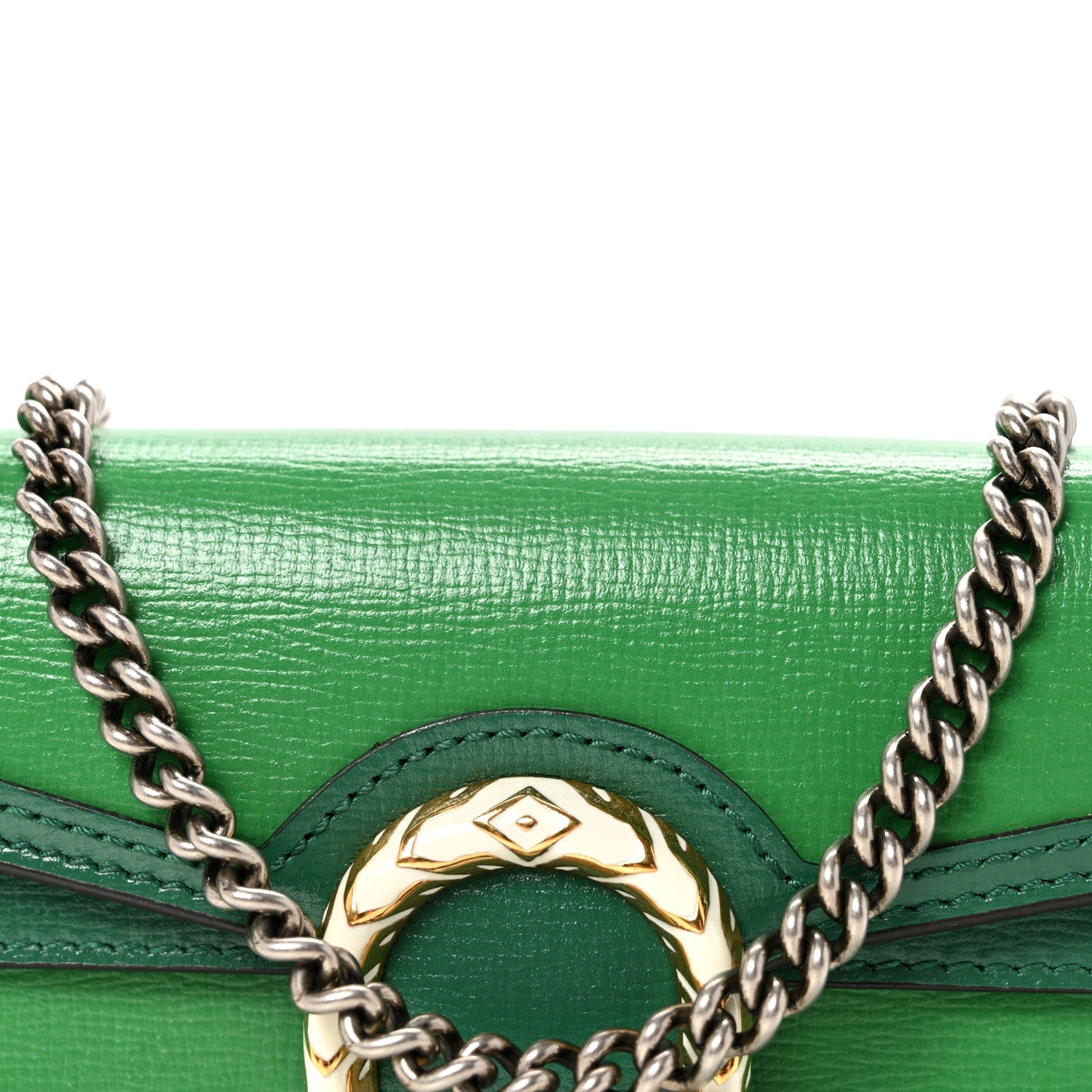 Gucci Azalea Calfskin Enamel Super Mini Dionysus Shoulder Bag New Shamarock Emerald 7 of 9