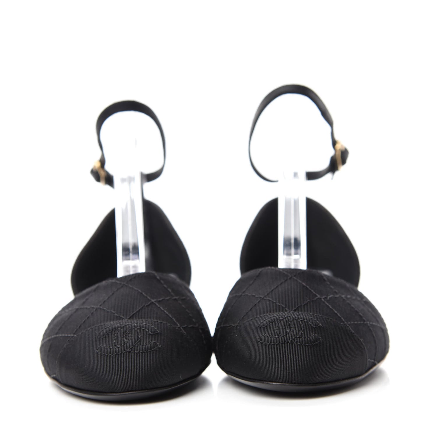 Grosgrain Cap Toe CC Ankle Strap Sandals 36 Black