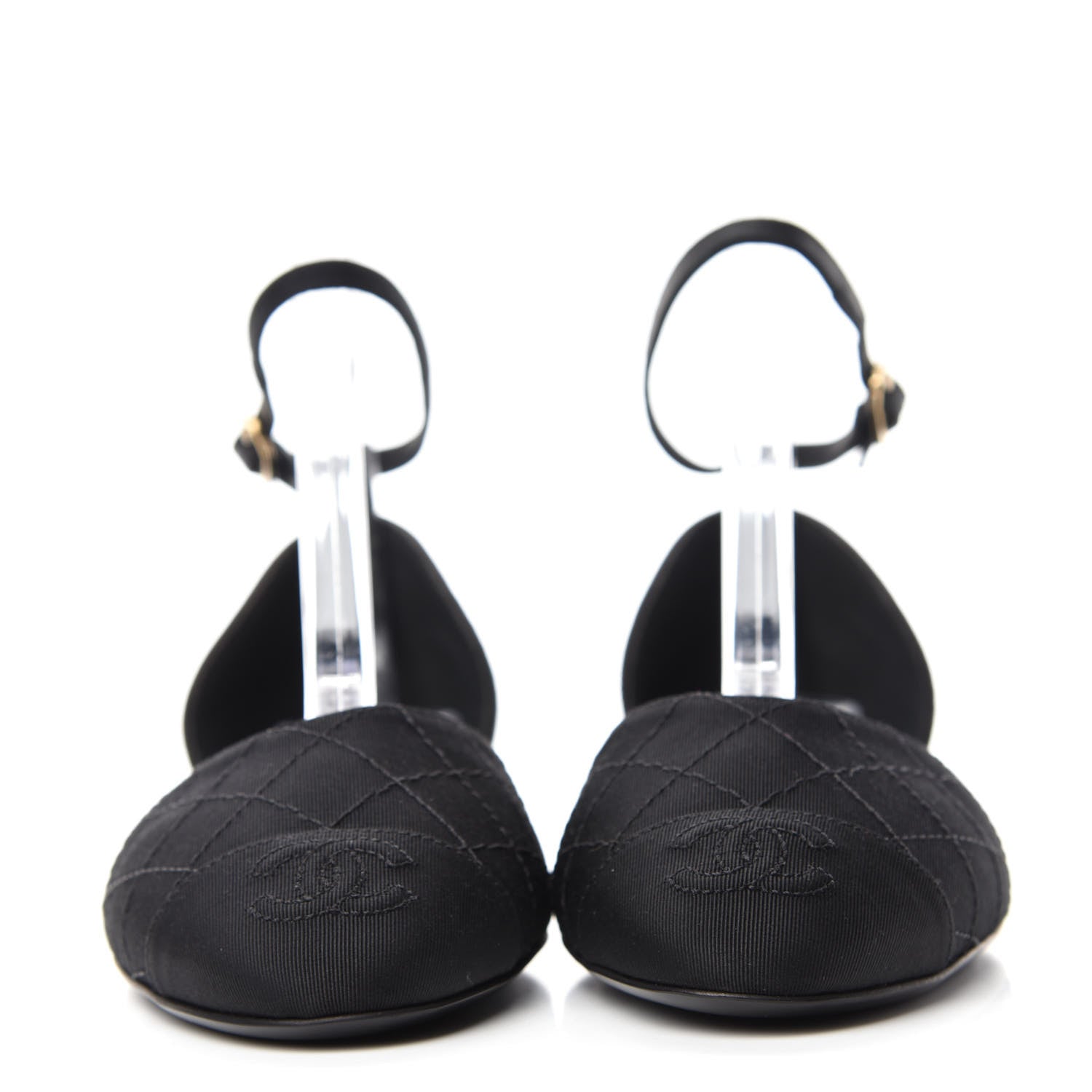 Chanel Grosgrain Cap Toe CC Ankle Strap Sandals 36 Black 2 of 10