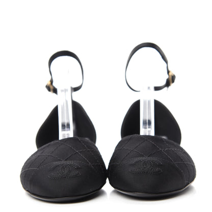 Chanel Grosgrain Cap Toe CC Ankle Strap Sandals 36 Black 2 of 10