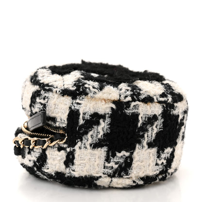 Chanel Tweed Shearling Round Clutch With Chain and Coin Purse Black and White 5 of 14