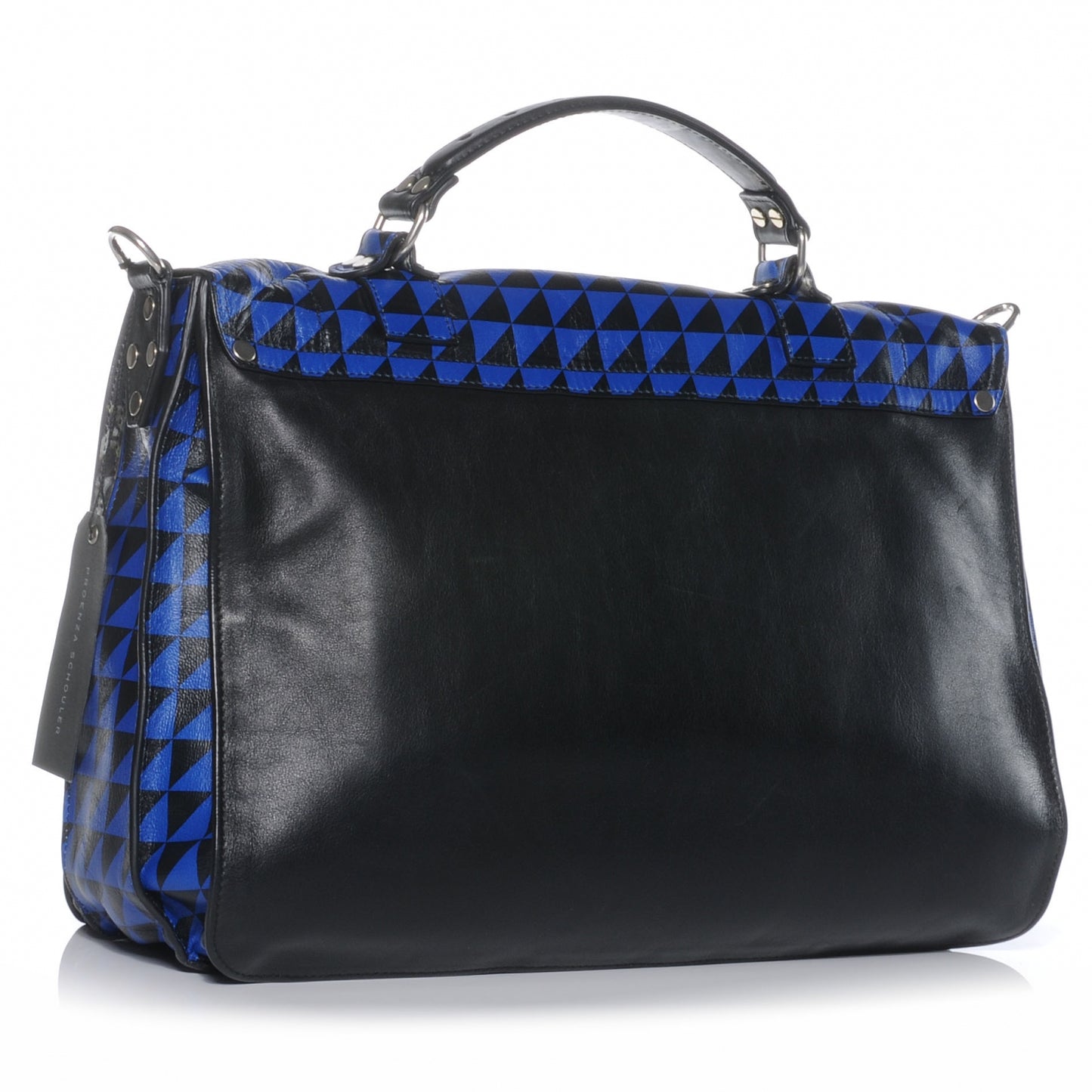 Leather PS1 Large Triangle Print Satchel Blue