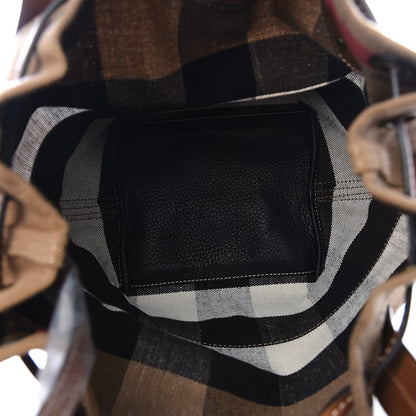 Burberry Canvas Mega Check Small Bucket Tan 4 of 8