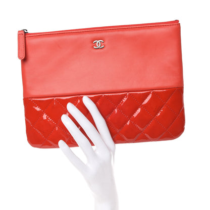 Chanel Lambskin Patent Quilted Cosmetic Case Red 2 of 8