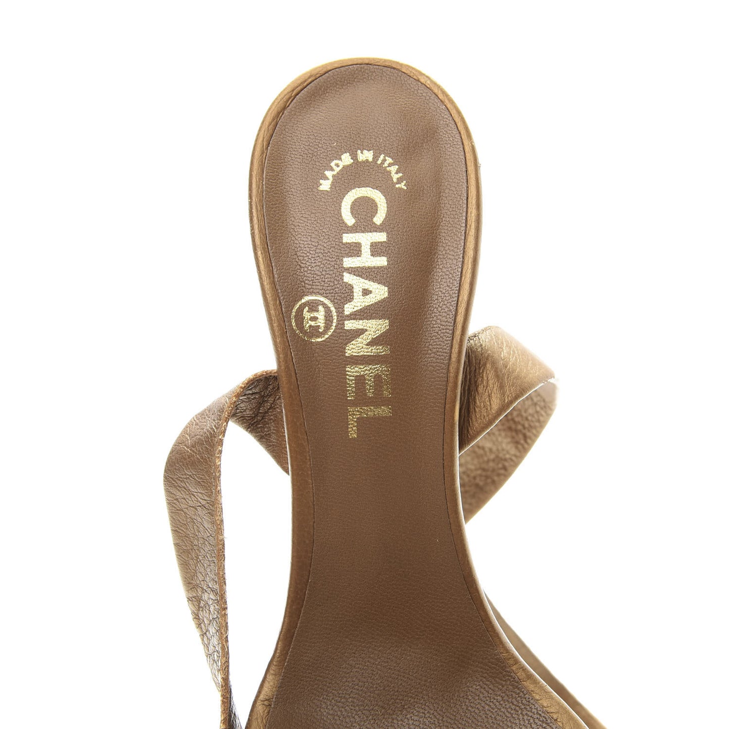 Calfskin Cork CC Ankle Strap Sandals 37.5 Beige Clair