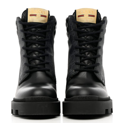 Gucci Apollo Calfskin GG Supreme Nappa Samoa Quilted Lace Up Ankle Boots 36 Black 2 of 12