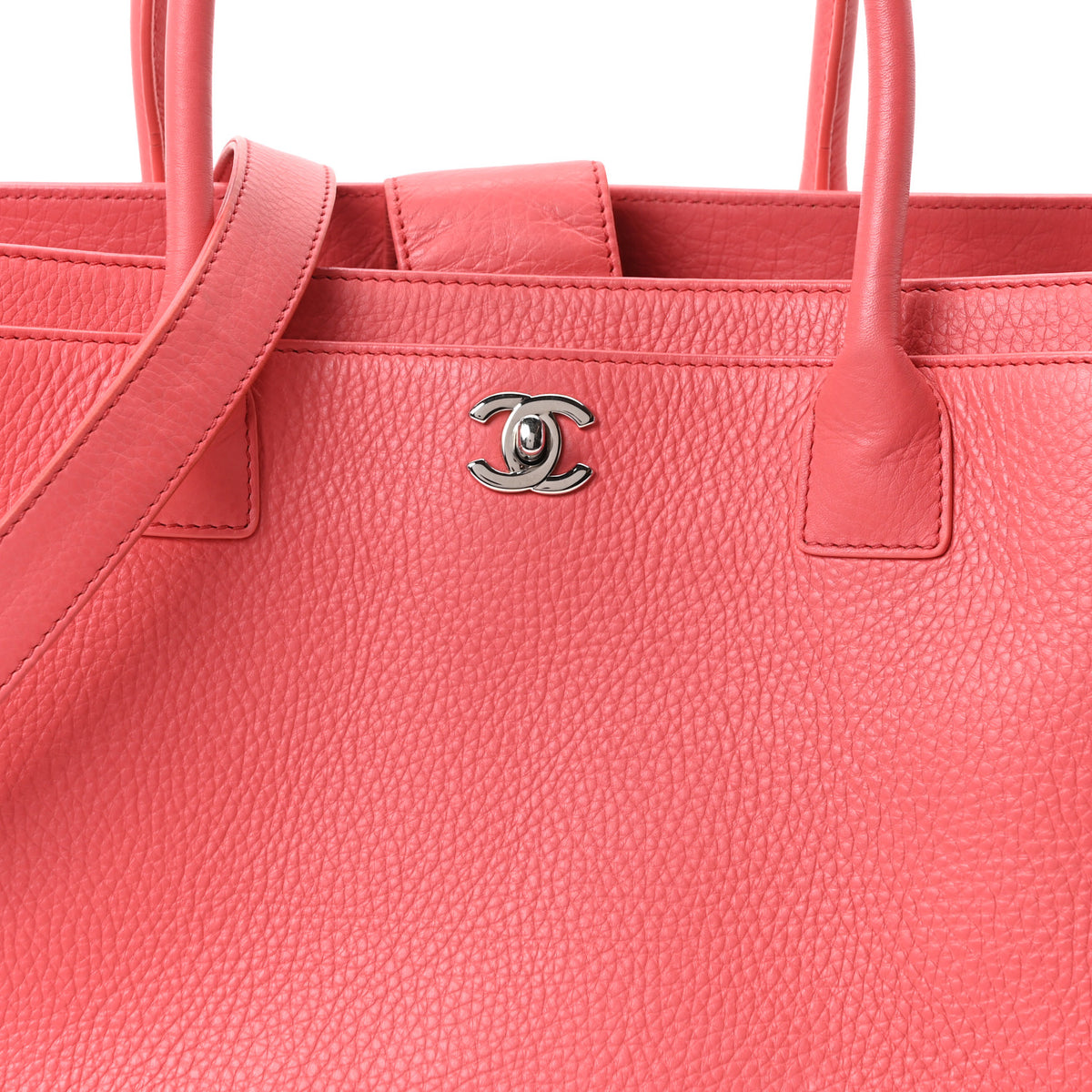 Calfskin Cerf Executive Shopper Tote Coral