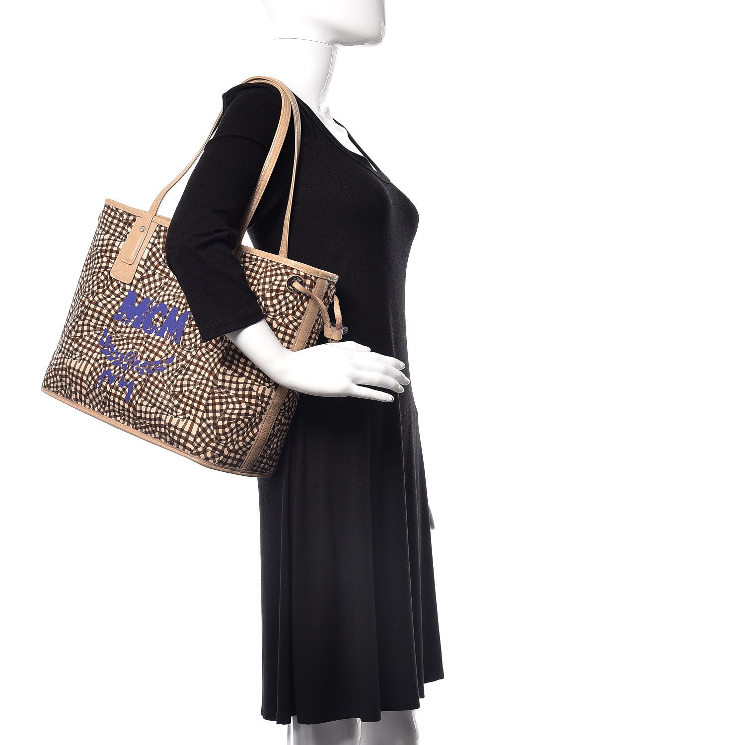 MCM Visetos Medium Liz Reversible Shopper Tote Beige 3 of 10