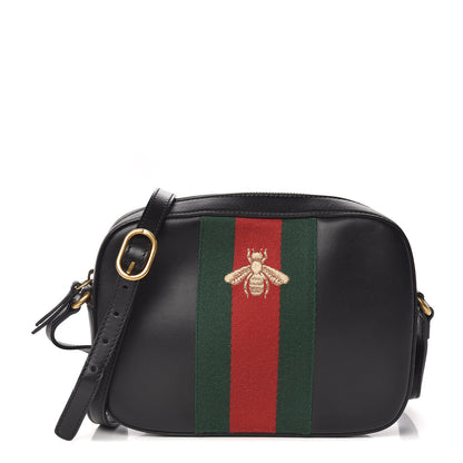 Gucci Calfskin Web Small Webby Bee Shoulder Bag Black 1 of 11