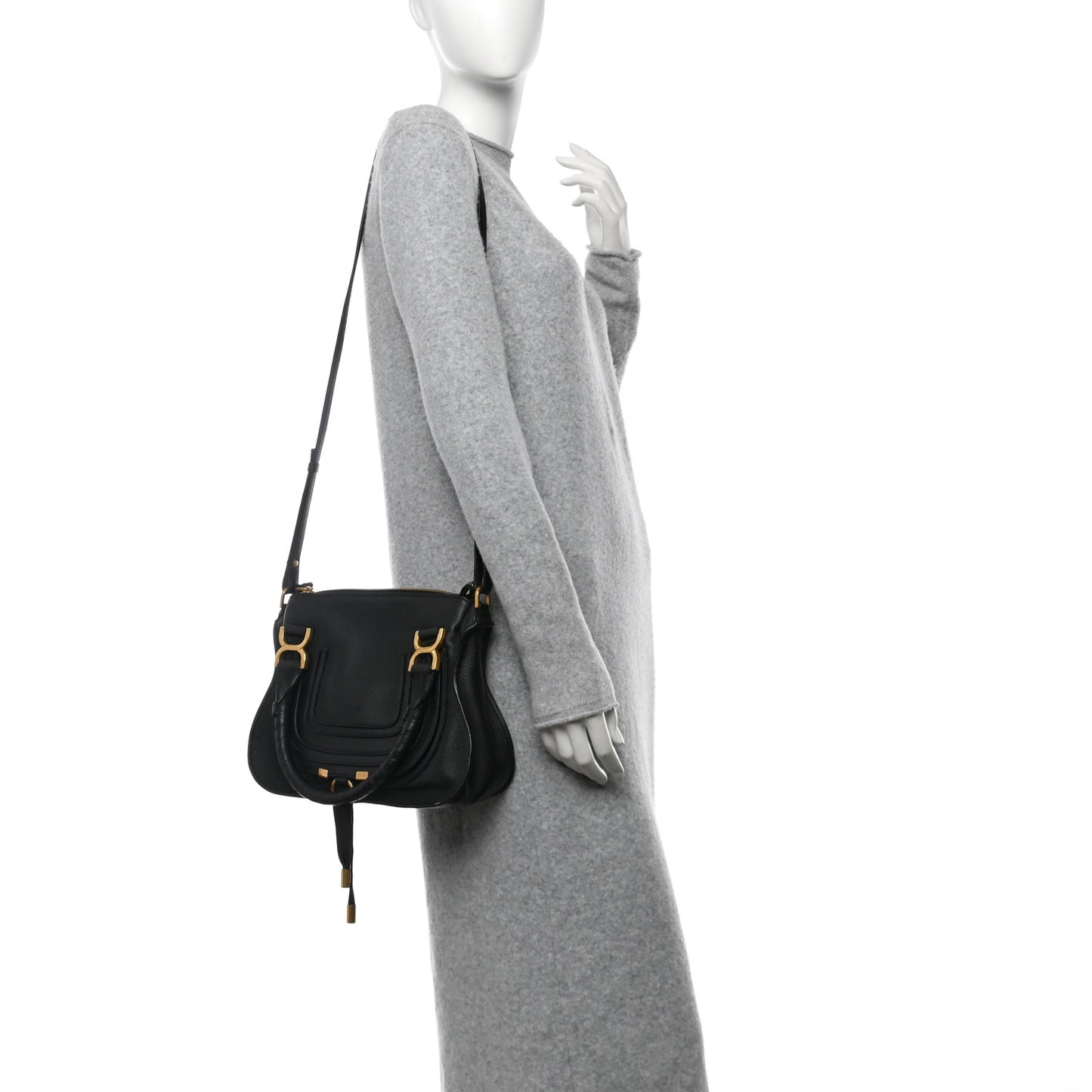 Calfskin Small Marcie Satchel Black