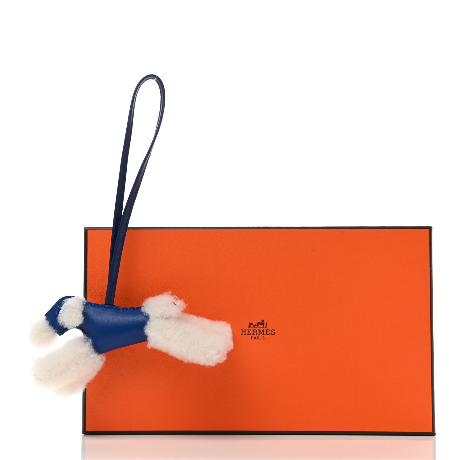 Hermes Milo Lambskin Shearling Budy Charm Bleu Saphir 4 of 4