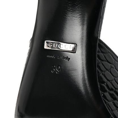 Gucci Calfskin Crocodile Embossed Mallory Mules 39 Black 7 of 10
