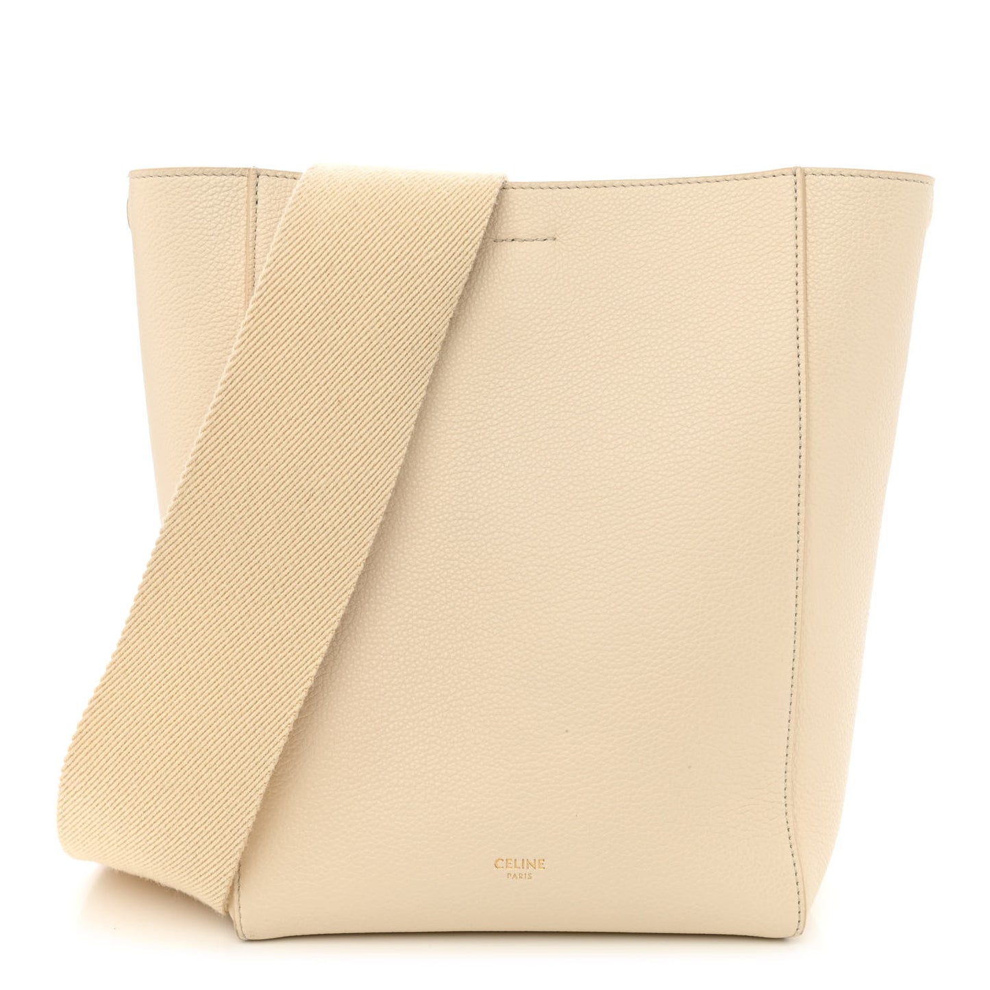 Soft Grained Calfskin Small Sangle Bucket Bag Vanilla
