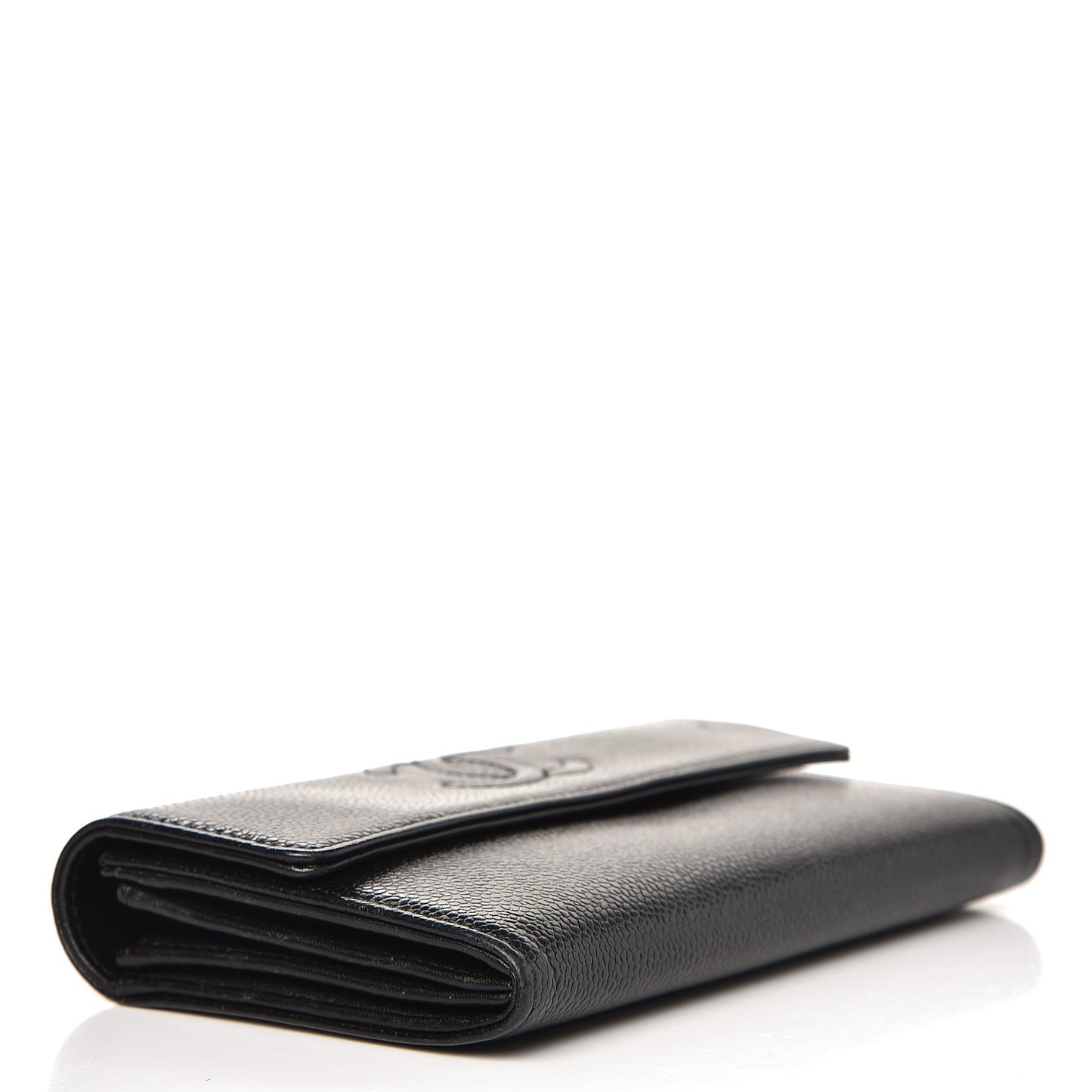 Caviar Timeless CC Large Gusset Flap Wallet Black