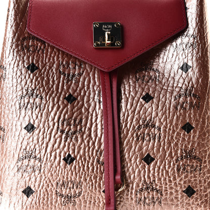 MCM Metallic Visetos Small Essential Backpack Champagne Gold 9 of 11