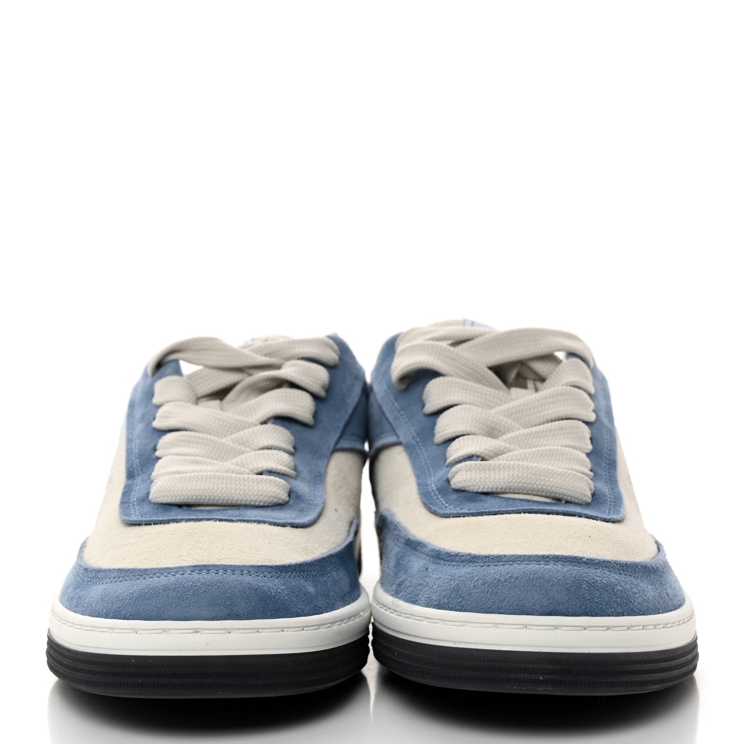 Chanel Suede Kidskin Womens CC Sneakers 40 White Blue 2 of 8