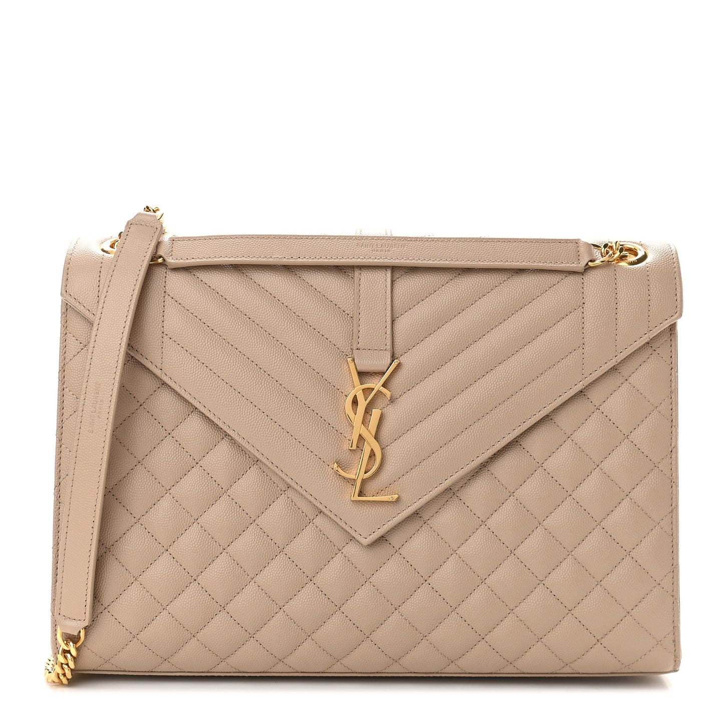Grain De Poudre Mixed Matelasse Large Triquilt Monogram Satchel Dark Beige
