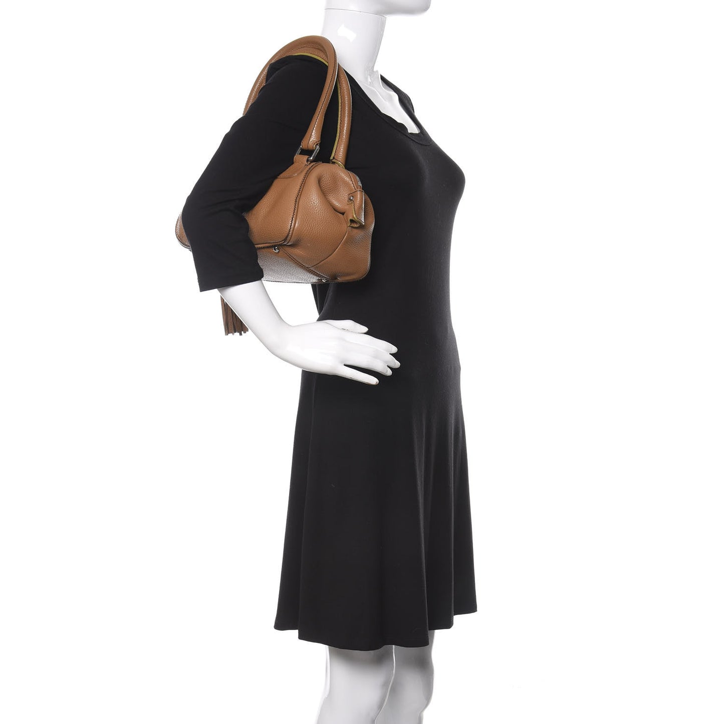 Calfskin Small Tassel Bowler Light Brown