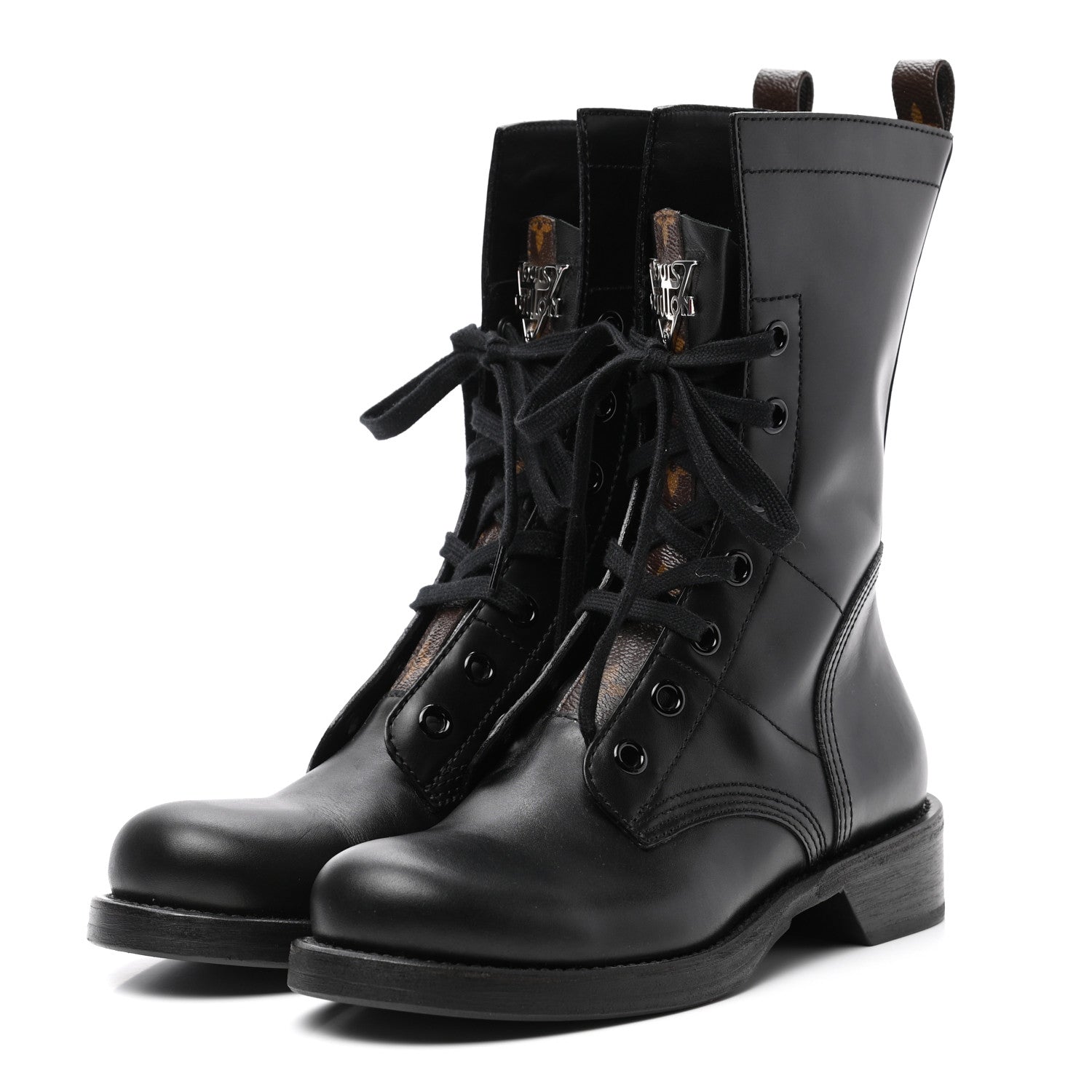 Louis Vuitton Calfskin Monogram Metropolis Flat Ranger Boots 39 Black 3 of 7