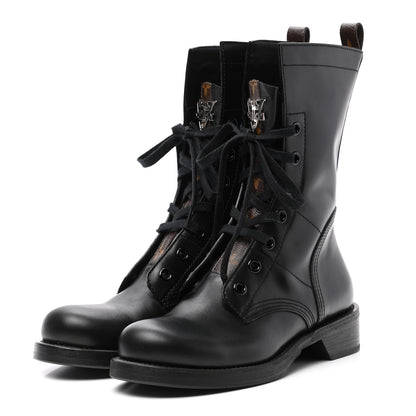 Louis Vuitton Calfskin Monogram Metropolis Flat Ranger Boots 39 Black 3 of 7