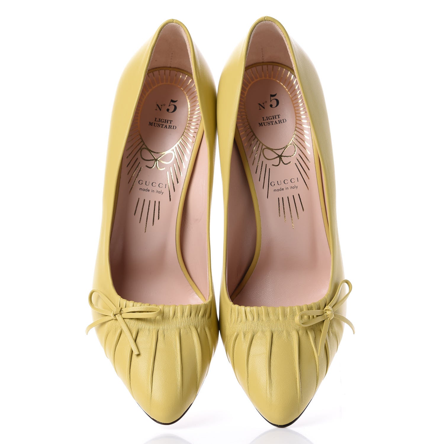 Gucci Nappa Bow High Heel Pumps 37 Light Mustard 5 of 11