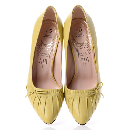 Gucci Nappa Bow High Heel Pumps 37 Light Mustard 5 of 11