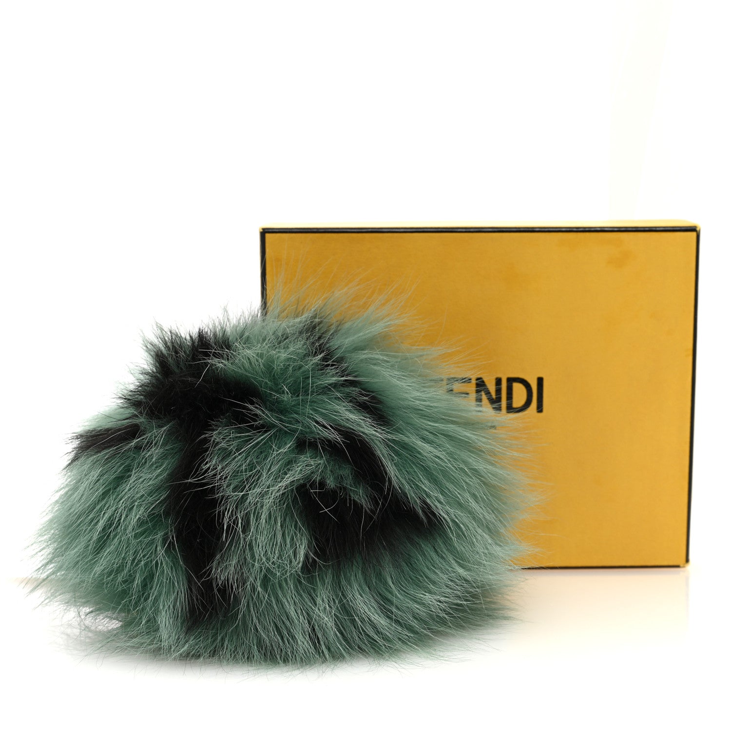 Fendi Fox Fur FF Reloaded Pom Pom Bag Charm Green Black 4 of 4