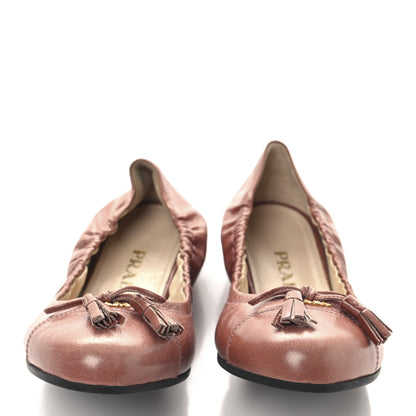 Prada Vitello Shine Ballet Bow Flats 36 Antico 3 of 10
