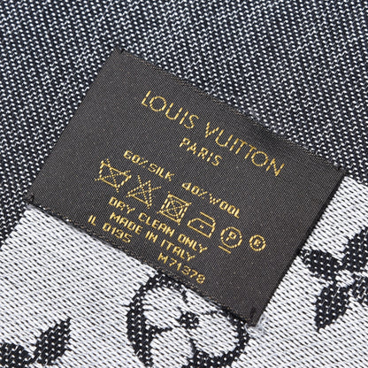 Louis Vuitton Wool Silk Monogram Denim Shawl Black 7 of 7