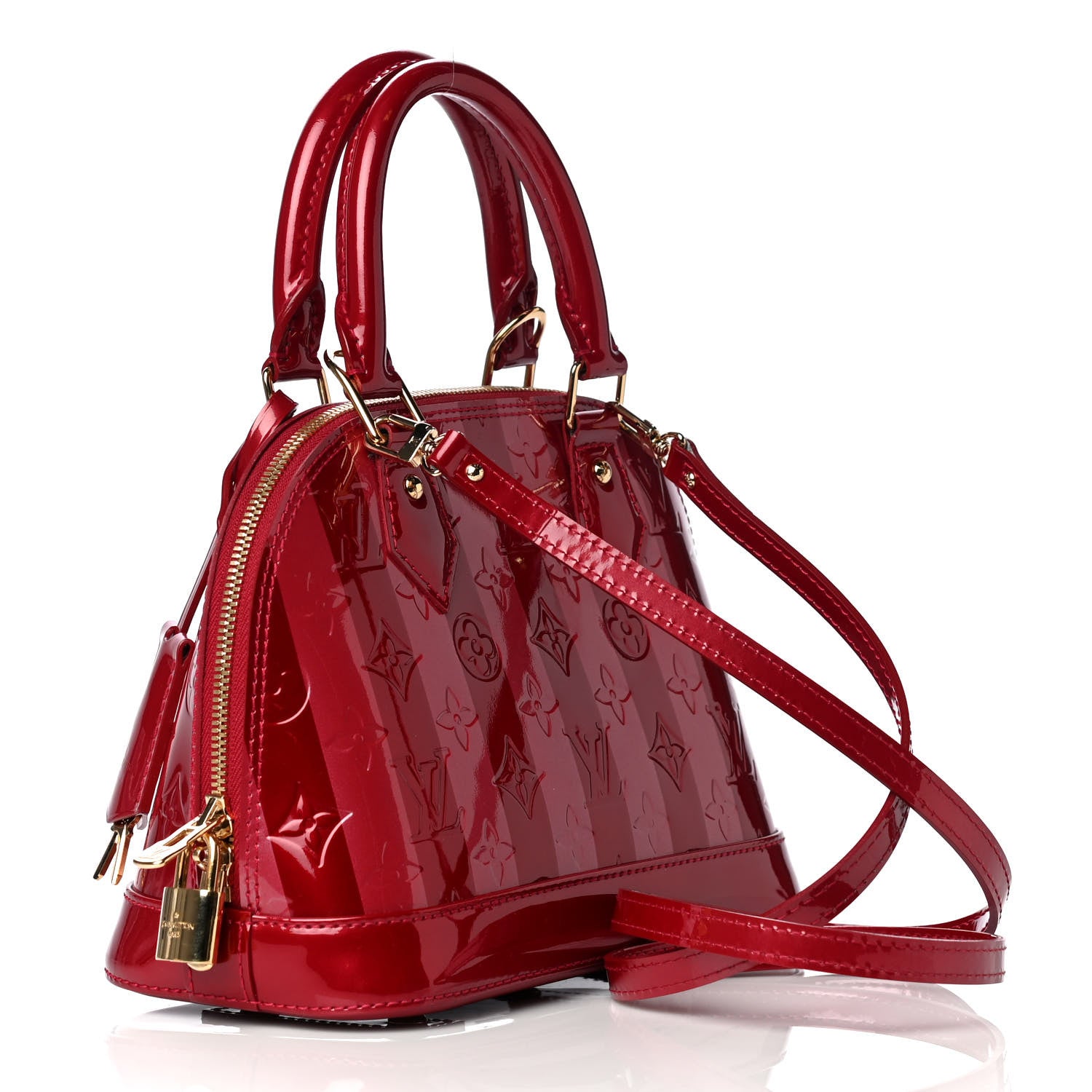 Louis Vuitton Vernis Rayures Alma BB Pomme D'Amour 3 of 11