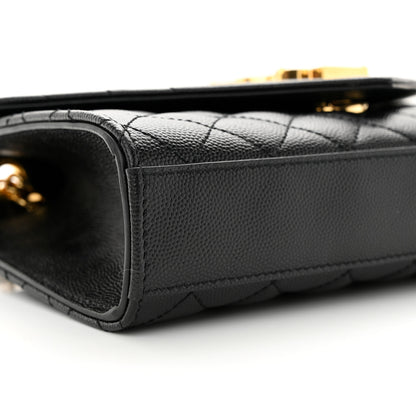 Saint Laurent Grain De Poudre Textured Mixed Matelasse Triquilt Small Monogram Satchel Black 8 of 11