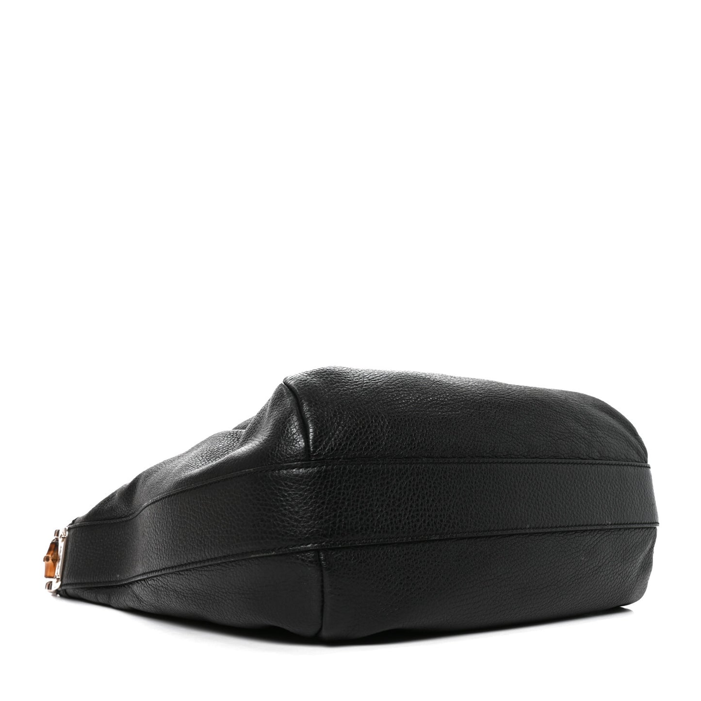 Grained Calfskin Bamboo Bar Hobo Black