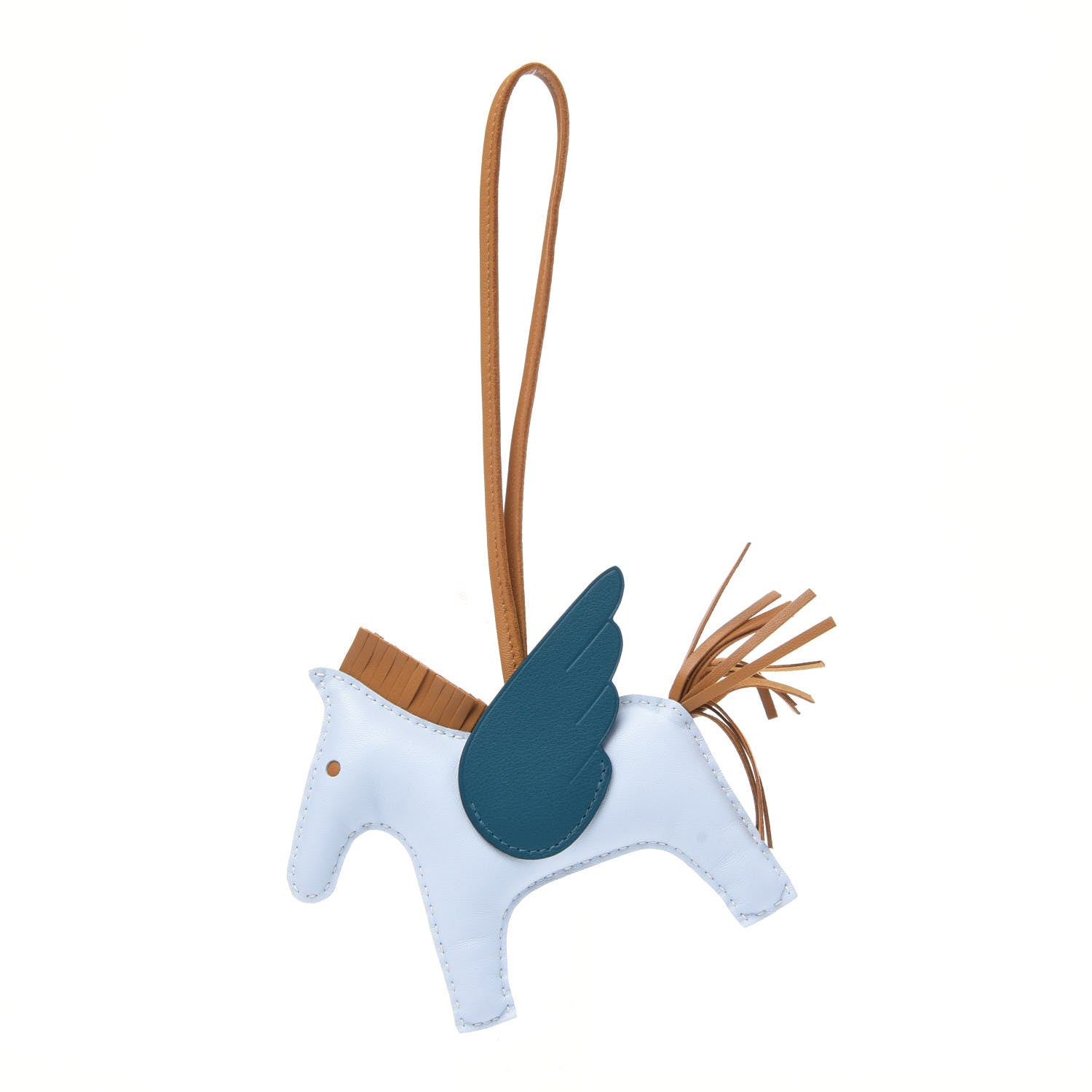 Hermes Milo Lambskin Grigri Rodeo Pegase Horse Bag Charm PM Bleu Brume Sesame Vert Bosphore 1 of 5