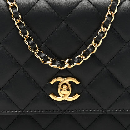 Chanel Shiny Nappa Quilted Mini Metal Wood Top Handle Flap Black 8 of 10