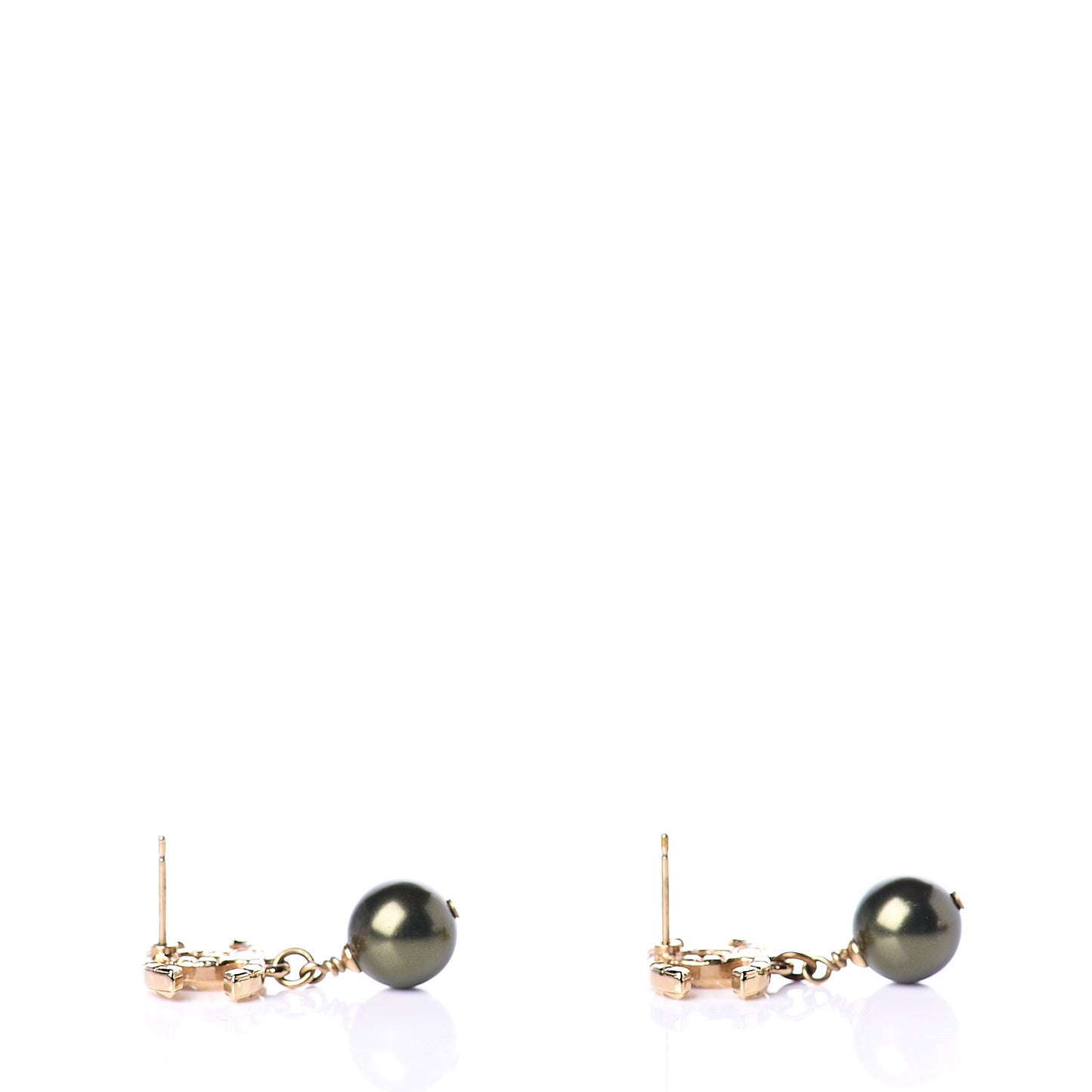 Pearl CC Drop Earrings Green Gold