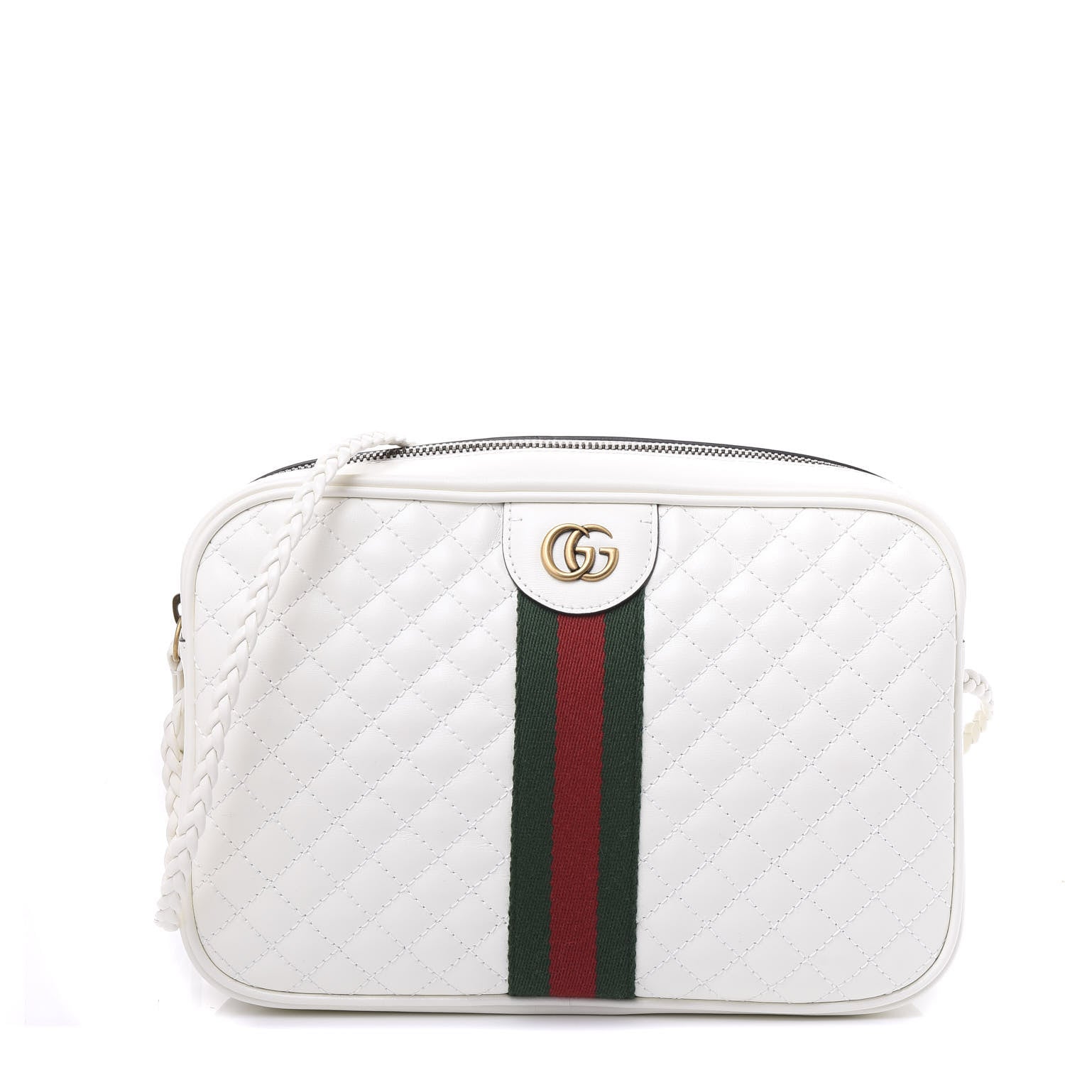 Gucci Calfskin Web Trapuntata Small Shoulder Bag Off White 1 of 9