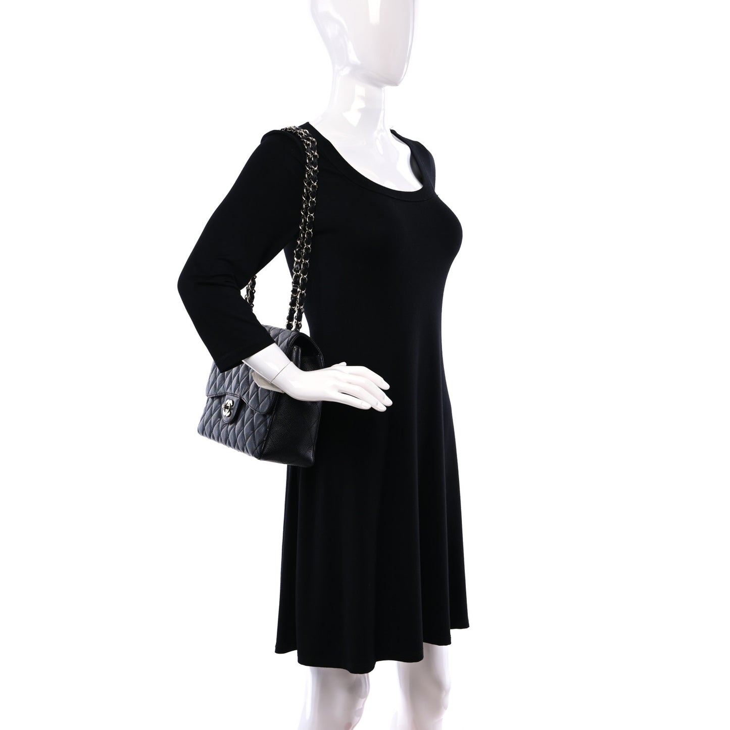 Caviar Quilted Jumbo Single Flap Black