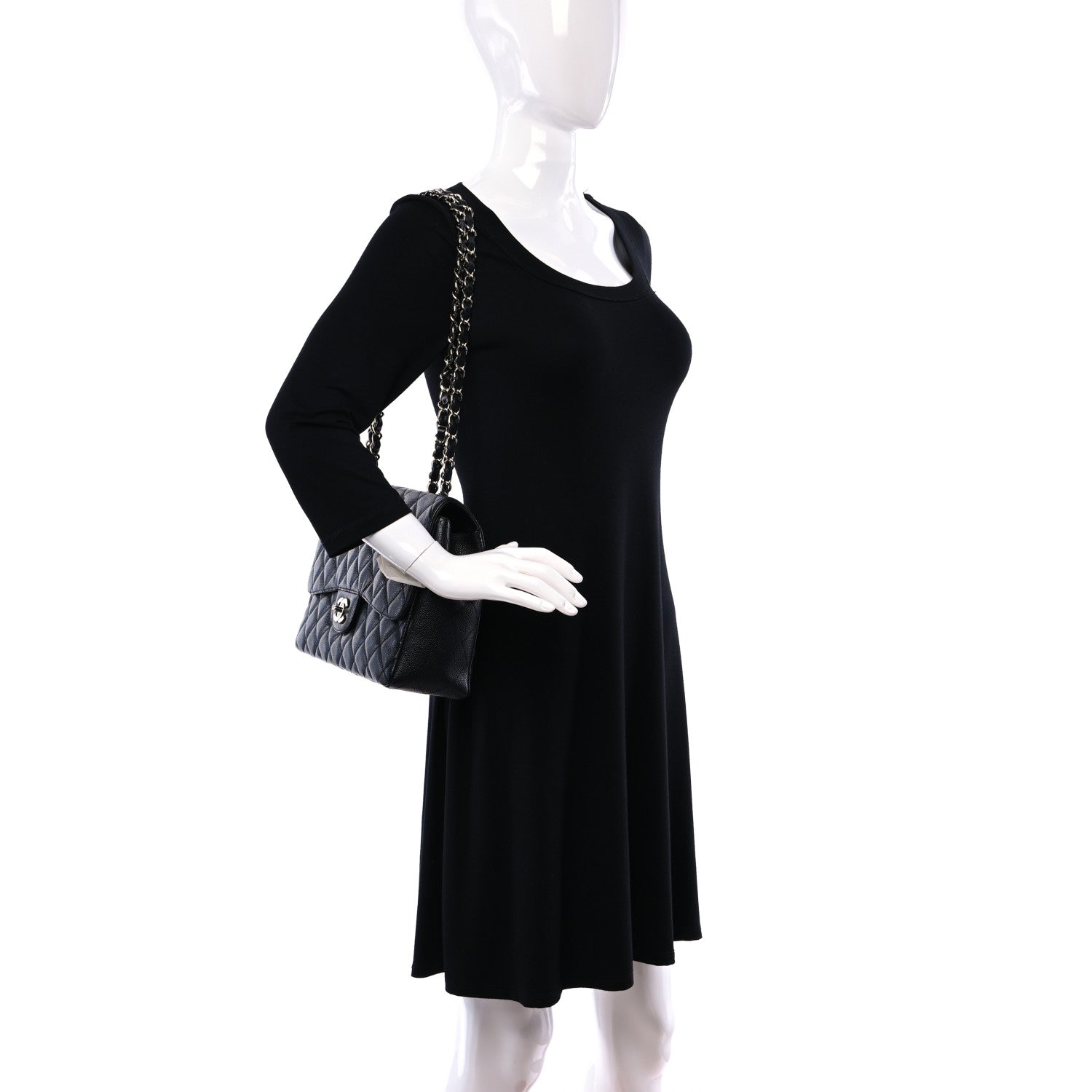 Chanel Caviar Quilted Jumbo Single Flap Black 3 of 13