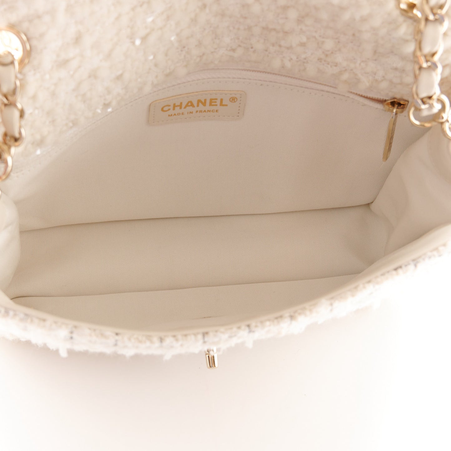 Tweed Medium Single Flap White