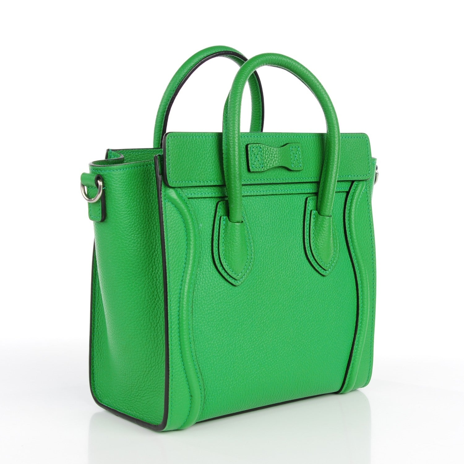 Celine Drummed Calfskin Nano Luggage Mint 3 of 8