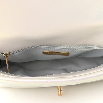 Chanel Iridescent Calfskin Quilted Medium Chanel 19 Flap White 5 of 11