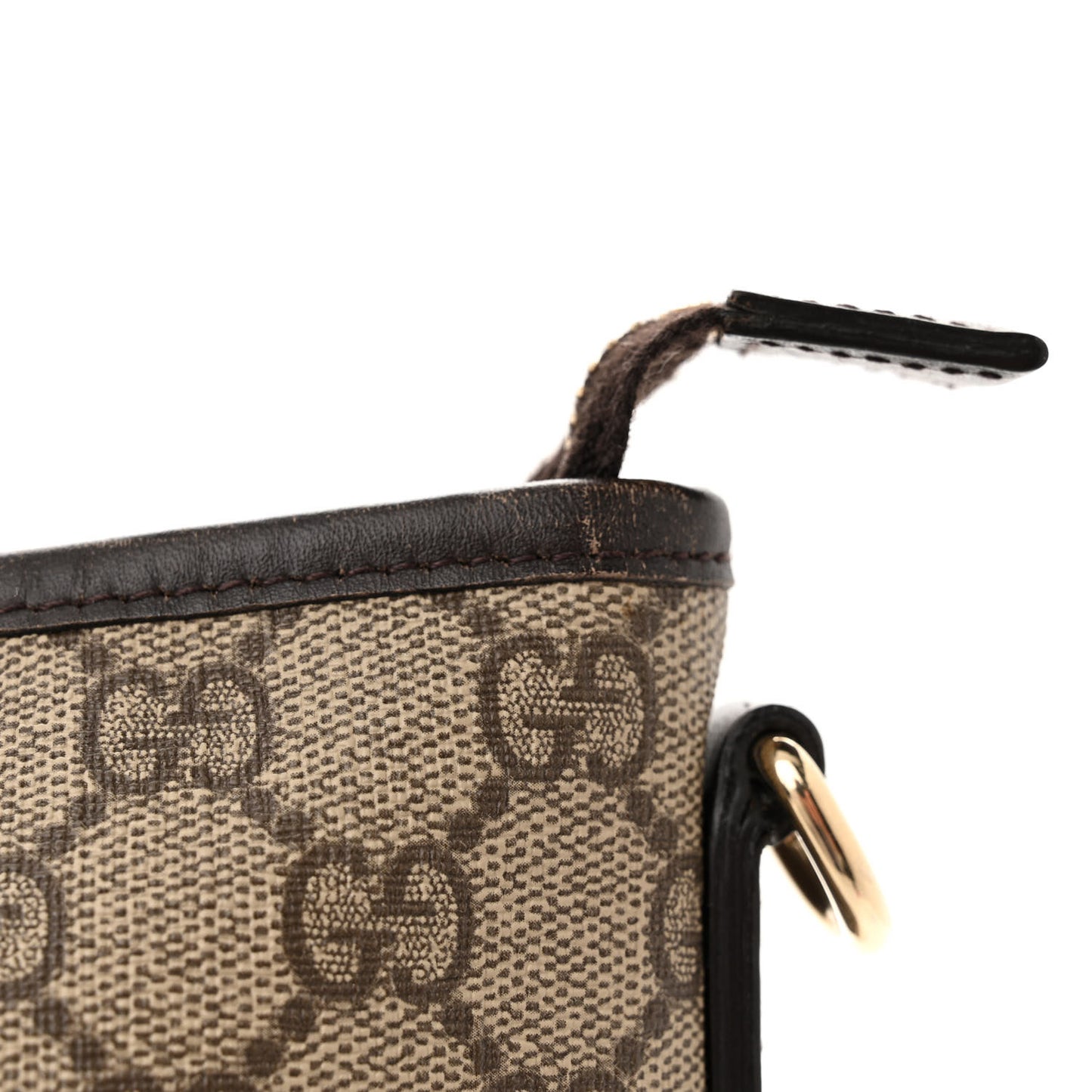 GG Supreme Monogram Medium Zippered Tote Dark Brown
