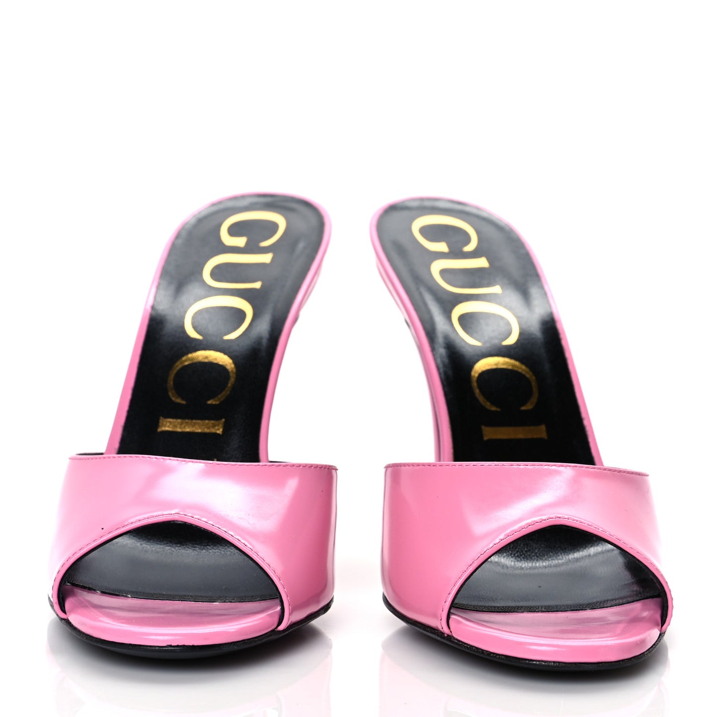 Polished Calfskin Scarlet Mid Heel Slide Sandals 37 Pink Plexi