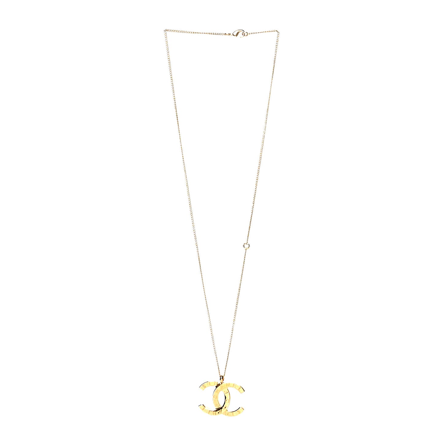 Metal CC Paris Button Necklace Gold
