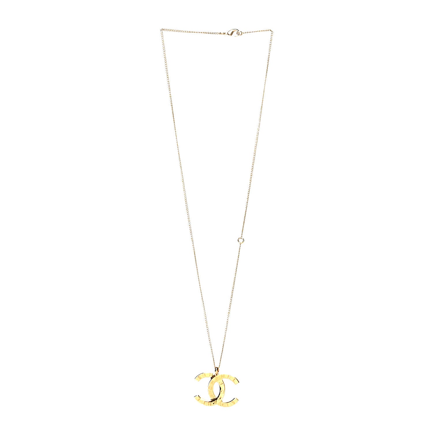 Chanel Metal CC Paris Button Necklace Gold 3 of 5