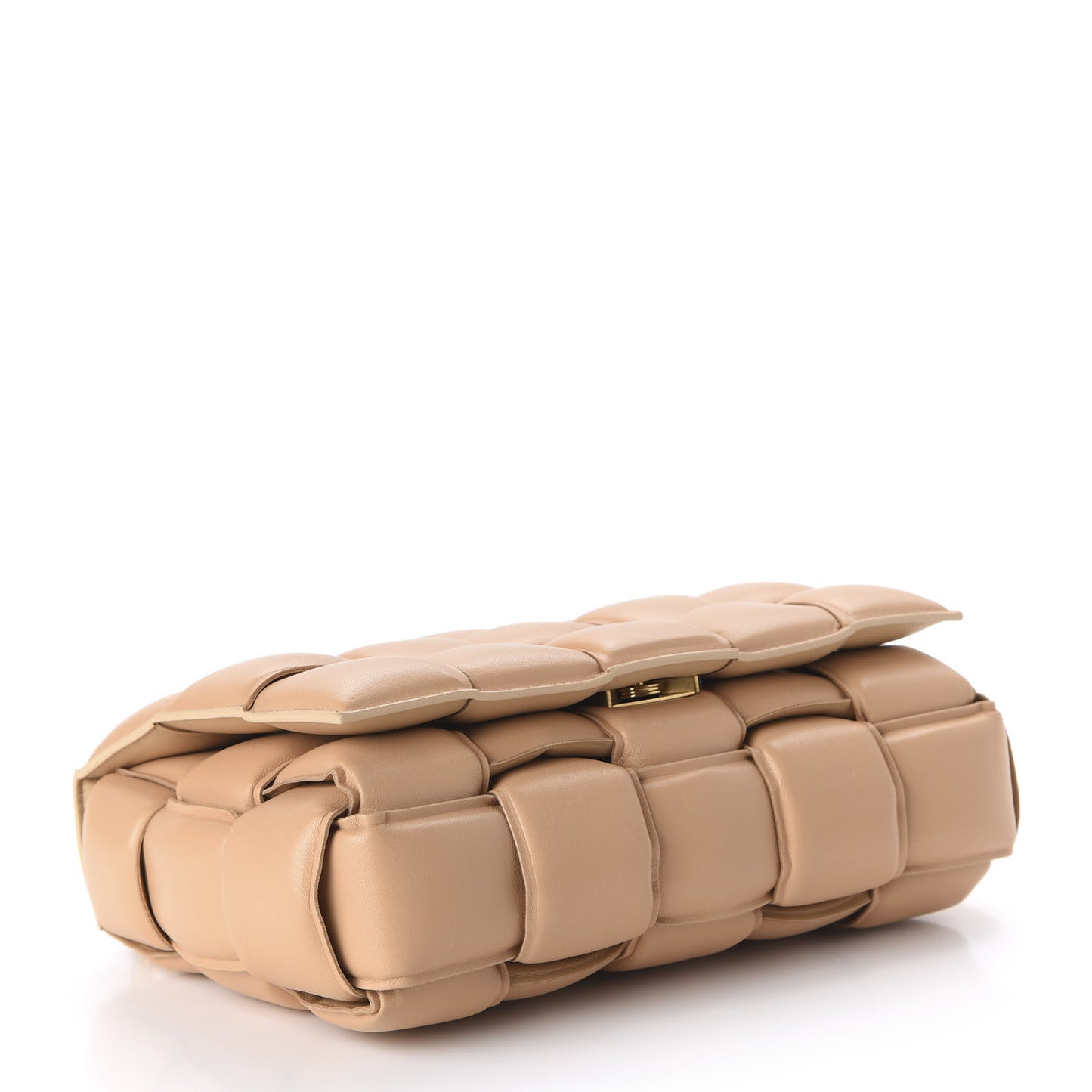 Lambskin Maxi Intreccio Padded Chain Cassette Crossbody Bag Almond