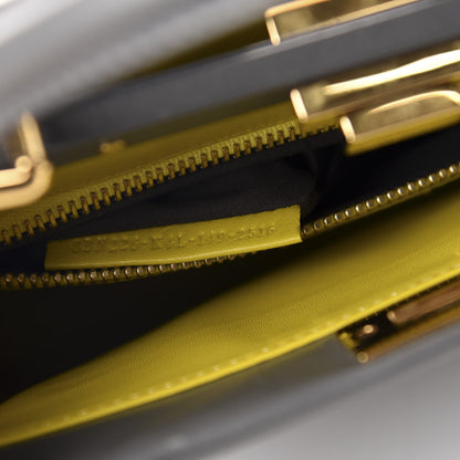 Fendi Vitello Morgan Shiny Nappa Medium Peekaboo Iconic Satchel Piombo Lime 10 of 12
