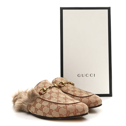 Gucci GG Monogram Fur Mens Princetown Slippers 9 Beige Ruggine Rust 10 of 10