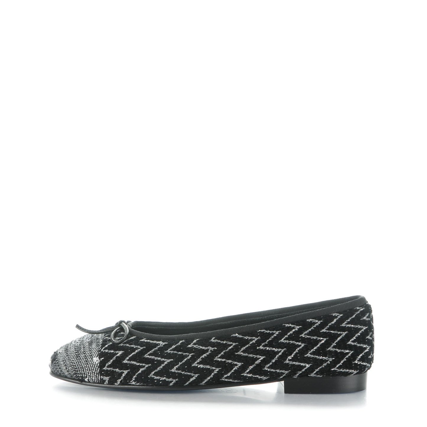 Tweed Ballerina Flats 39.5 Black Silver
