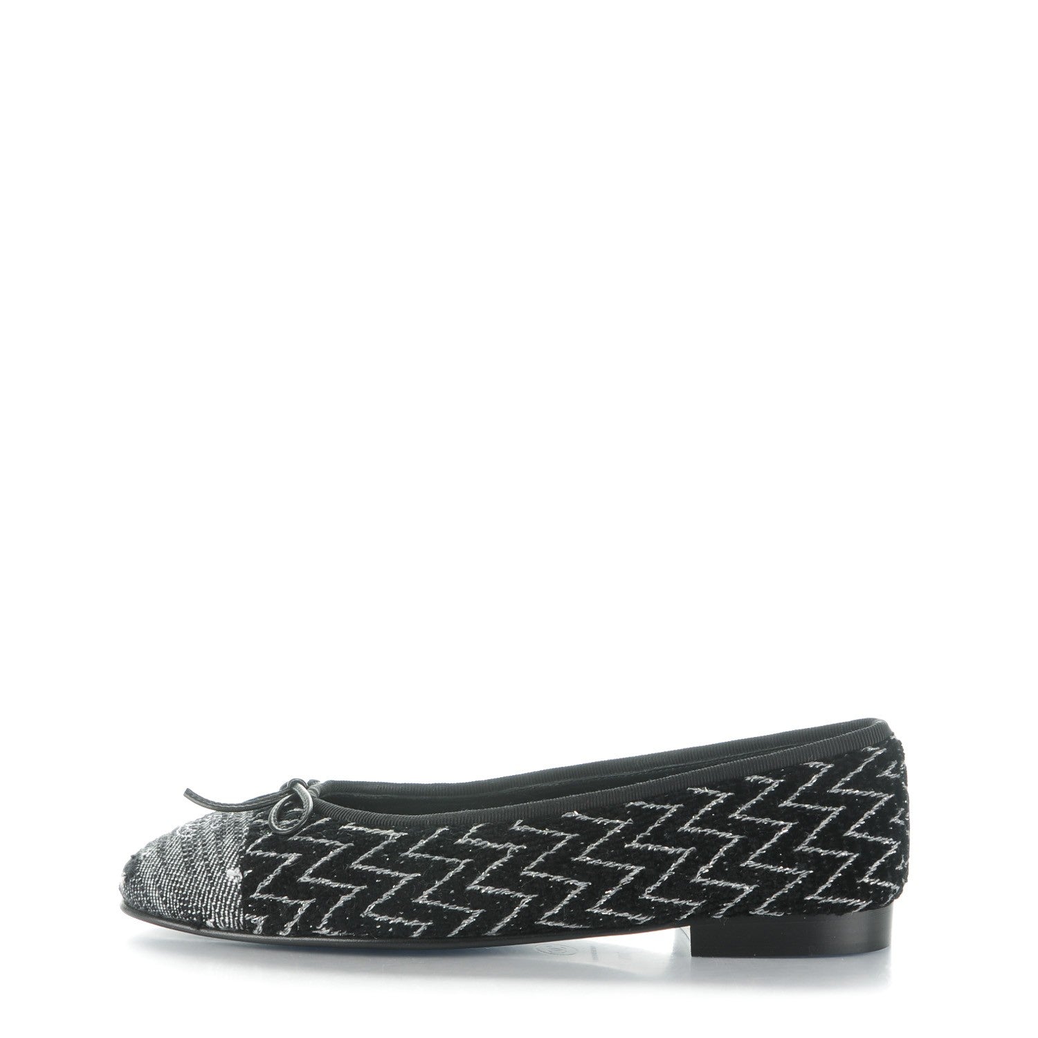Chanel Tweed Ballerina Flats 39.5 Black Silver 1 of 7